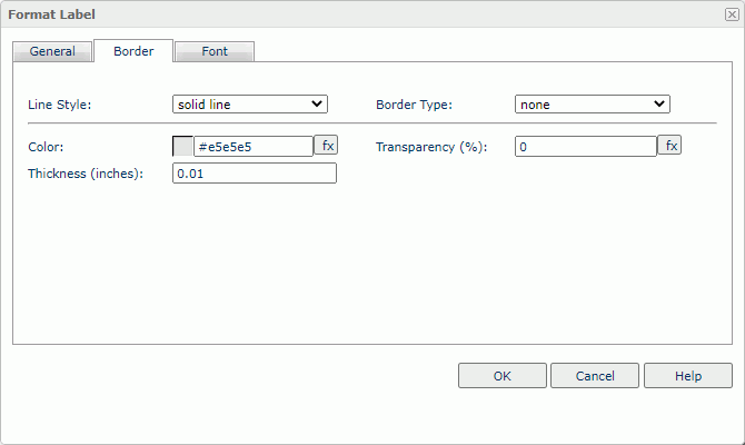 Format Label dialog box - Border tab