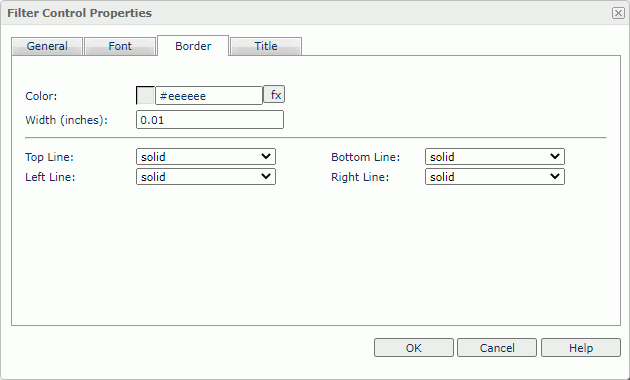 Filter Control Properties dialog box - Border tab