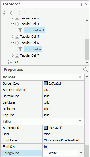 Edit Filter Control Properties