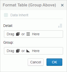 Format Group Table panel