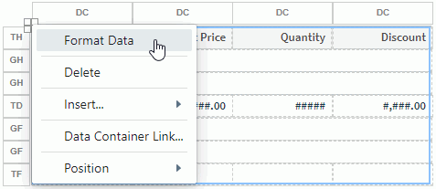 Right-click the Group Table and Select Format Data