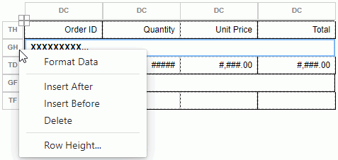 Right-click a Table Panel and Select an Item