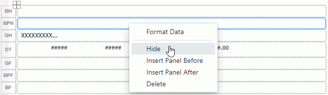 Right-click a Panel and Select an Item