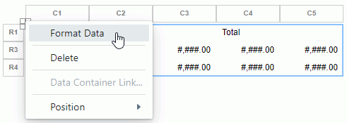 Right-click the Crosstab and Select Format Data